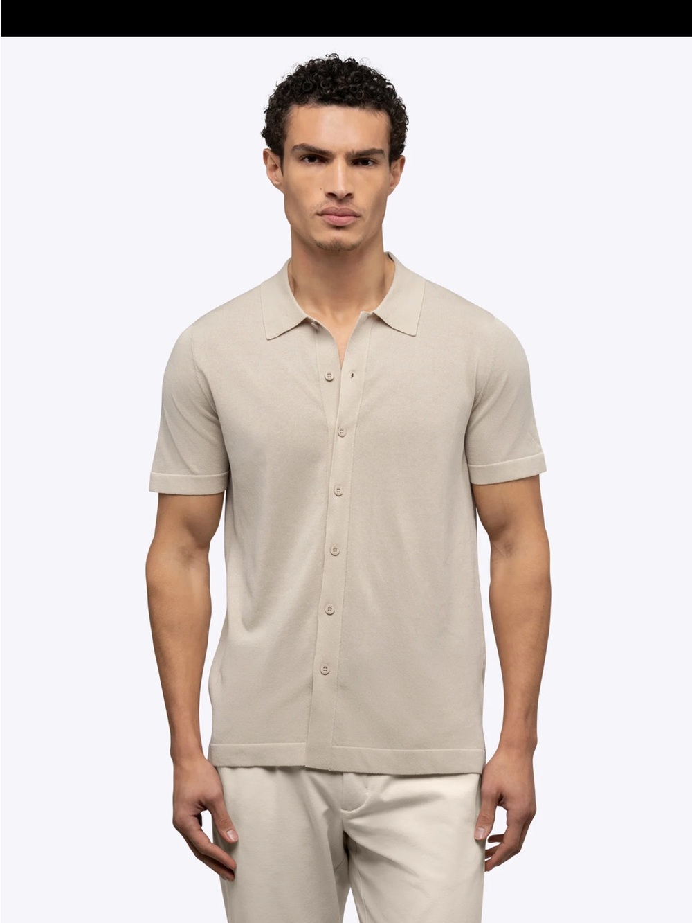 Cuts Clothing Beige Short Sleeve Button-Down Polo